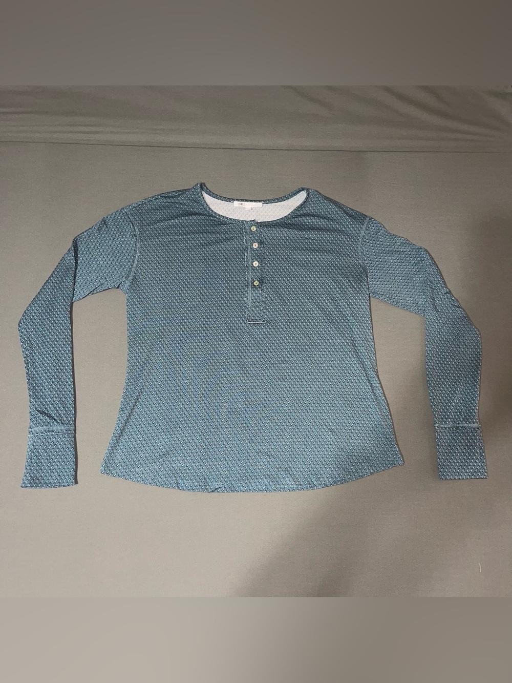 Daniel Rainn DR2 Long Sleeve Top Blouse Blue Geometrical Women’s Size Medium